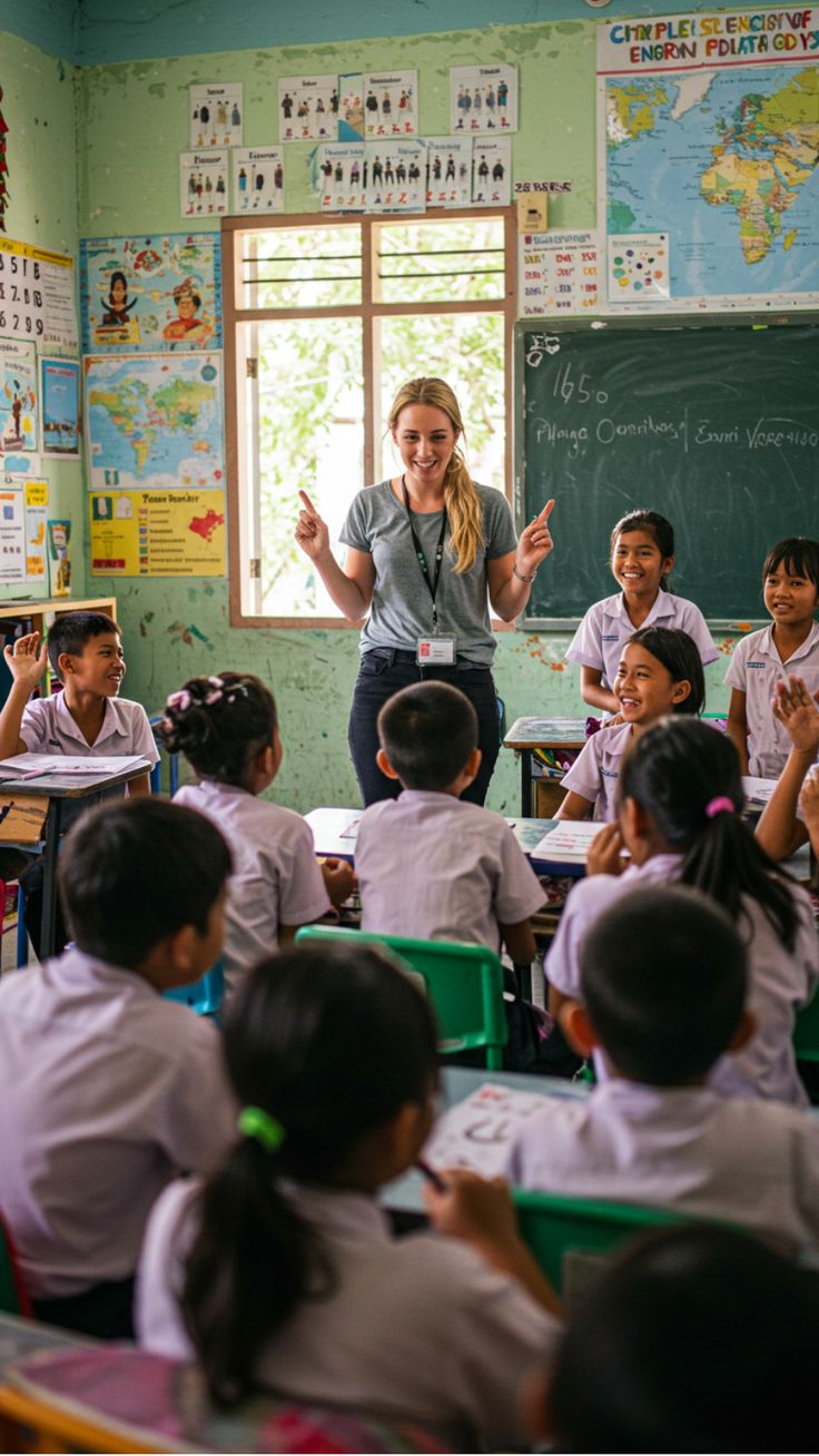 Teaching volunteer supporting classroom learning in Tanzania